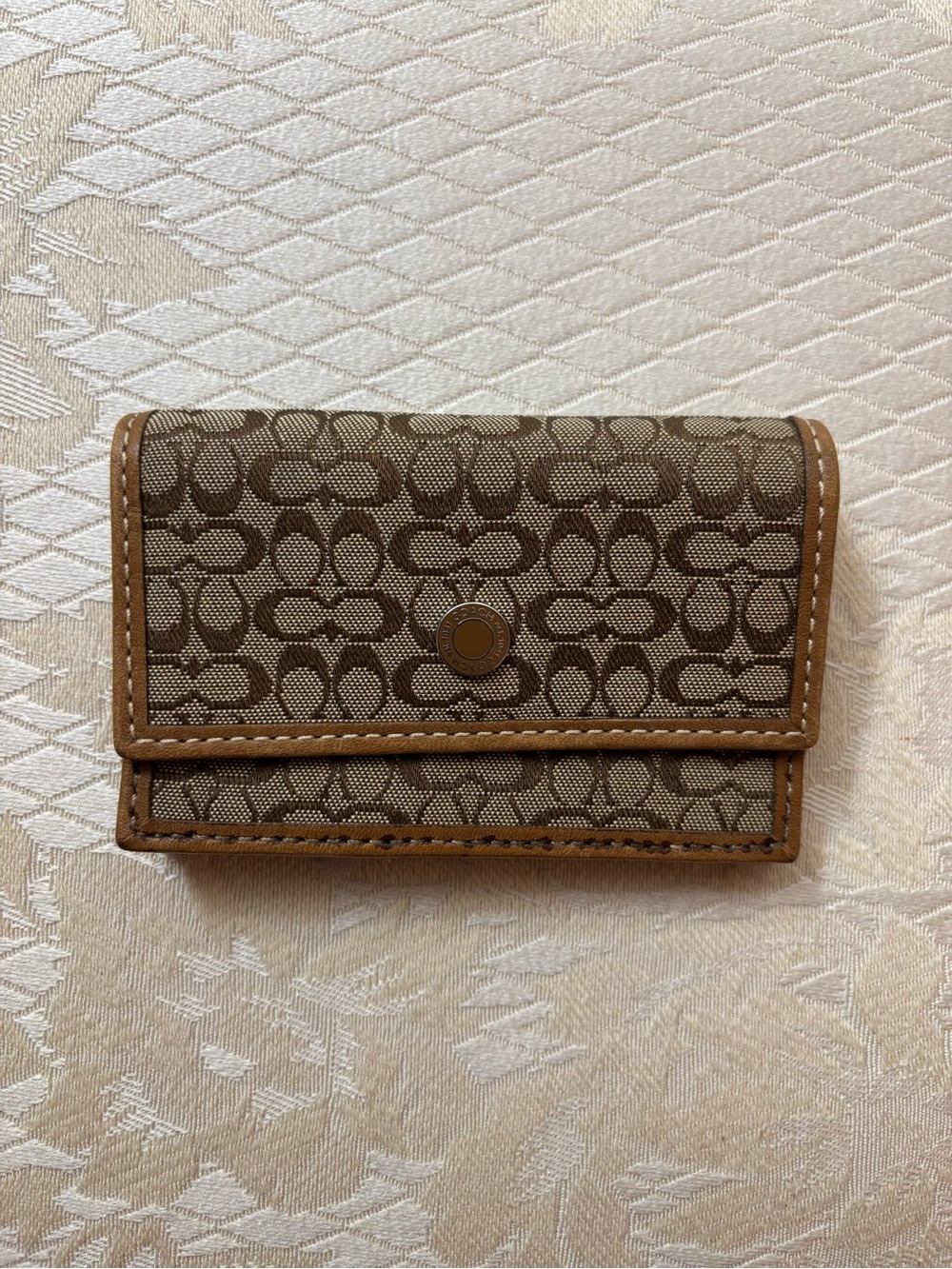 Coach Brown Signature Canvas Compact Card Holder